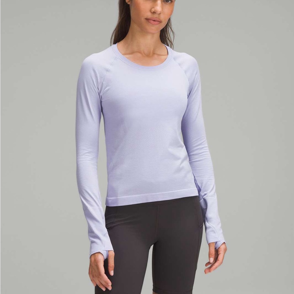 Lululemon swiftly tech long sleeve lilac smoke race length